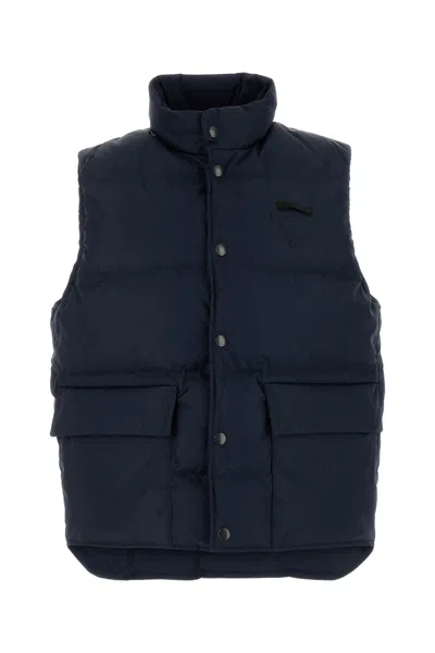 Prada Piumino Smanicato In Re-nylon Blu Navy Uomo In Blue