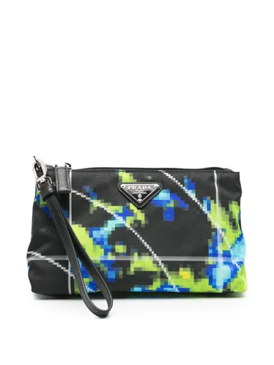 Prada Pixels-print Wash Bag In Multi