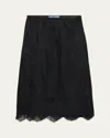 Prada Pizzo Lace Sheer Skirt In Black