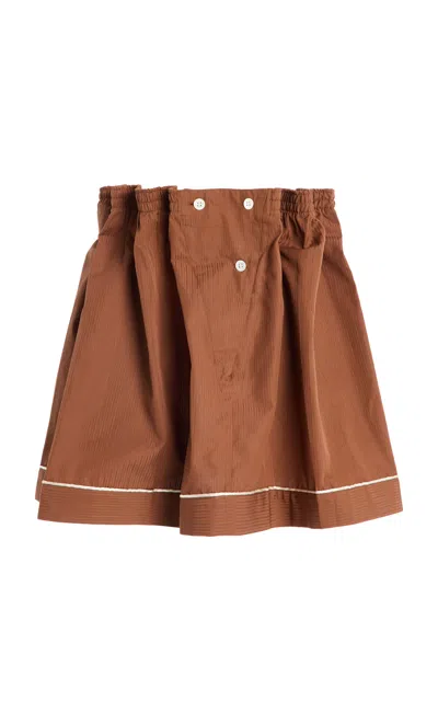 Prada Pj Cotton Skirt In Brown