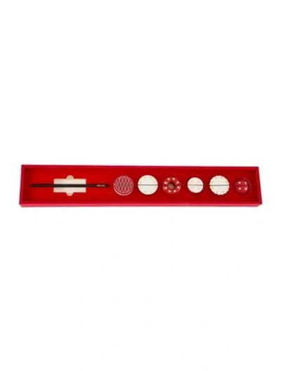 Pre-owned Prada Place Card Holders Set In Red