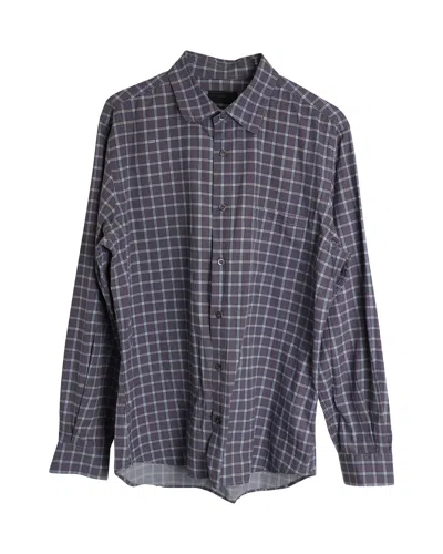 Prada Plaid Button Up Shirt In Multicolor Cotton