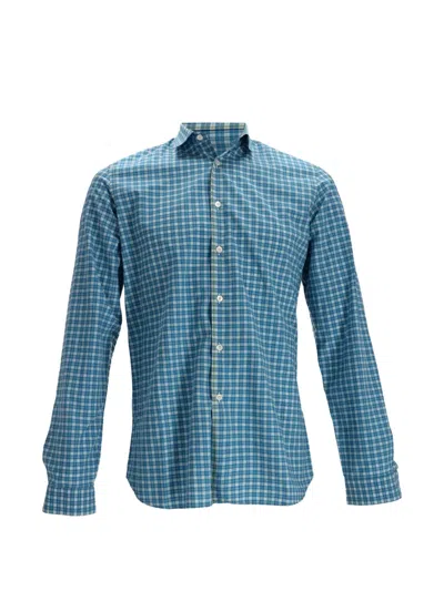 Pre-owned Prada Plaid Cotton Shirt In Blue