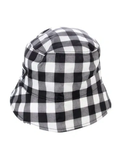 Pre-owned Prada Plaid Enameled Metal Triangle Accent Bucket Hat In Multi