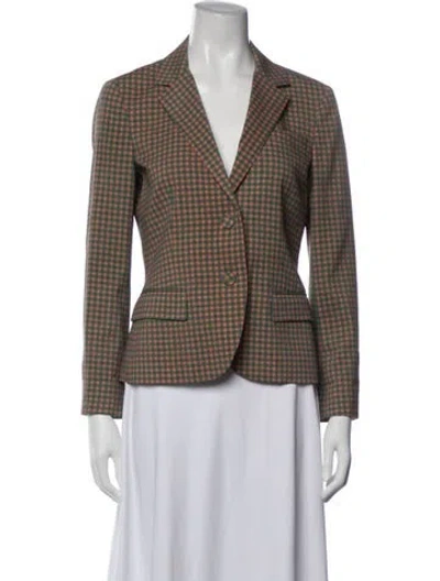 Pre-owned Prada Plaid Print Blazer In White