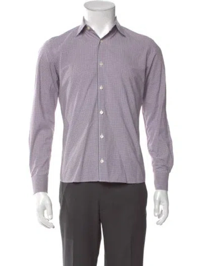Pre-owned Prada Plaid Print Long Sleeve Shirt In Purple
