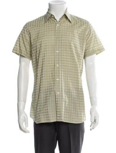 Pre-owned Prada Plaid Print Short Sleeve Shirt In Green