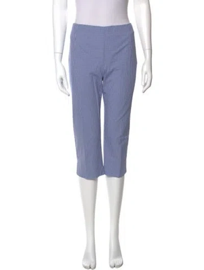 Pre-owned Prada Plaid Print Skinny Leg Pants In Blue