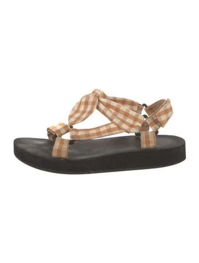 Pre-owned Prada Plaid Print Slingback Sandals In Black