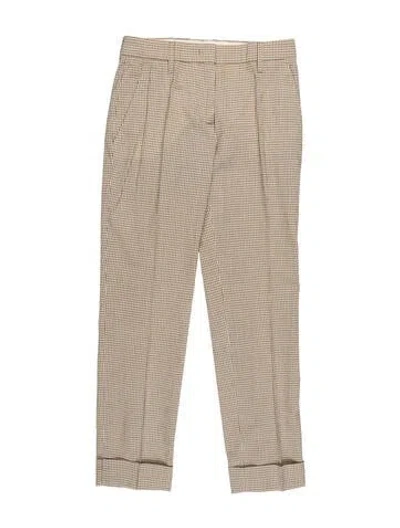 Pre-owned Prada Plaid Print Straight Leg Pants In Neutral