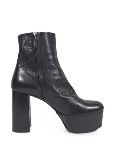 Pre-owned Prada Platform Ankle Boots In Black