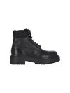 Prada Black Leather Ankle Boots In Black  