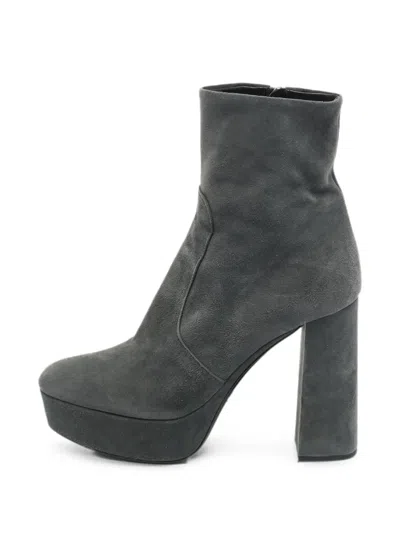 Pre-owned Prada Platform Ankle Boots In Gray