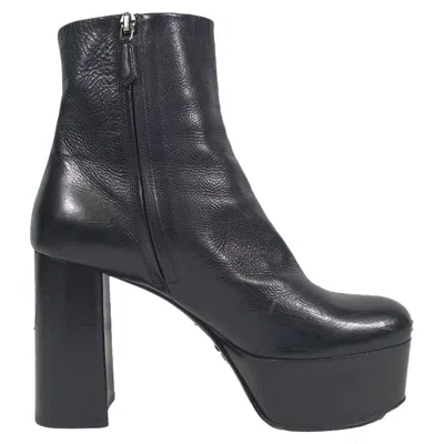 Prada Platform Ankle Boots In Black Leather