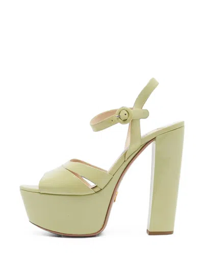 Pre-owned Prada Platform Ankle-strap Sandals In Green