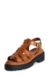 Prada Women Caramel Leather Sandals In Cuoio