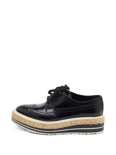 Pre-owned Prada Platform Derby Shoes In Black