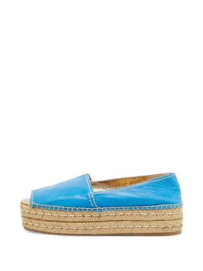 Pre-owned Prada Platform Espadrilles In Blue