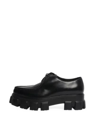 Pre-owned Prada Platform Lace-up Shoes In Black