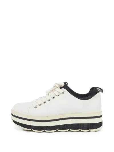 Pre-owned Prada Platform Lace-up Sneakers In White