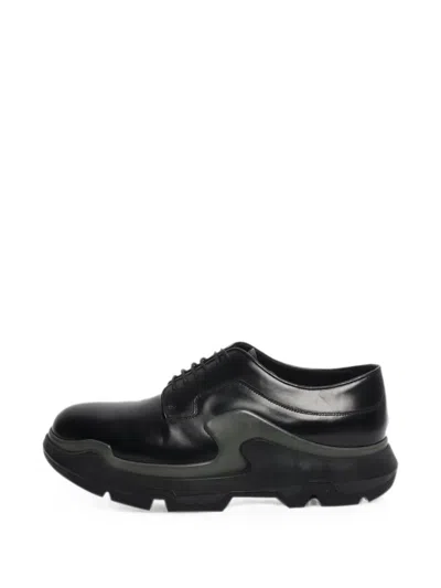Pre-owned Prada Platform Leather Brogues In Black