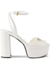Prada Nappa Leather Platform Sandals 115 In White