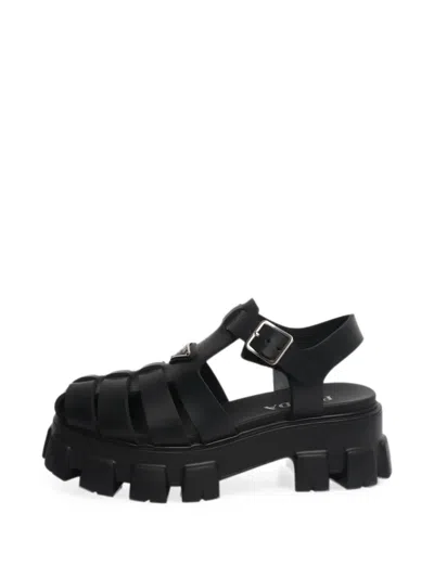 Pre-owned Prada Platform Sandals In Black