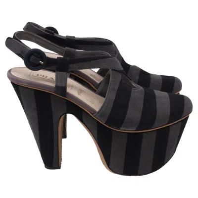 Pre-owned Prada Platform Sandals In Multicolor Canvas