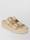 Prada Platform Sandals Open Toe Gold Tone Hardware In Neutral