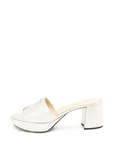 Pre-owned Prada Platform Sandals In Silver