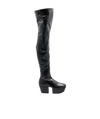Prada Stretch Napa Over-the Knee Platform Boots In Black