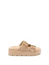 Prada Fussbett Flatform Slide Sandal In Neutral