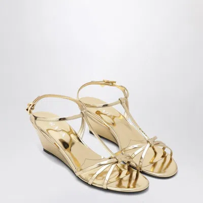 Prada Metallic Wedge Sandals Ankle Strap Open Toe In Multi