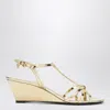 Prada Metallic Wedge Sandals Ankle Strap Open Toe In Multi
