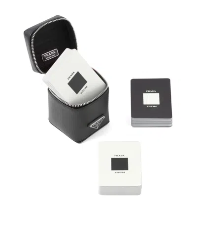 Prada Playing Card Kit With Three Card Decks In Black