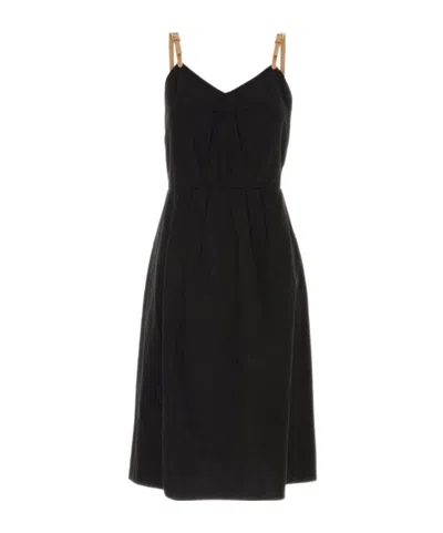 Prada Pleat-detail Dress In Black