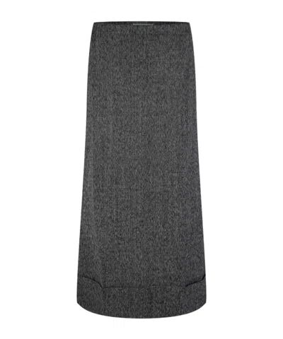Prada Pleat Midi Skirt In Black