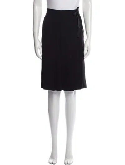 Pre-owned Prada Pleated Accents Knee-length Skirt In Black