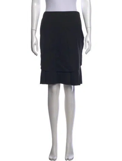 Pre-owned Prada Pleated Accents Knee-length Skirt In Black