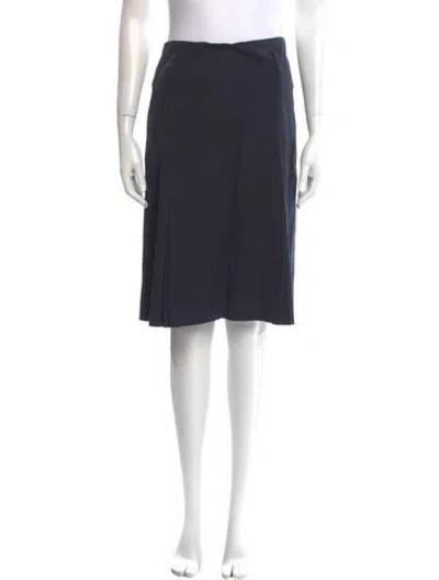 Pre-owned Prada Pleated Accents Knee-length Skirt In Blue