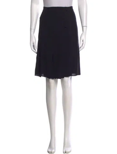Pre-owned Prada Pleated Accents Midi Length Skirt In Black