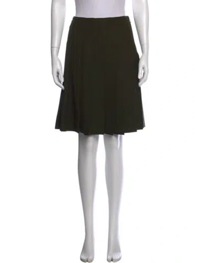 Pre-owned Prada Pleated Accents Midi Length Skirt In Black
