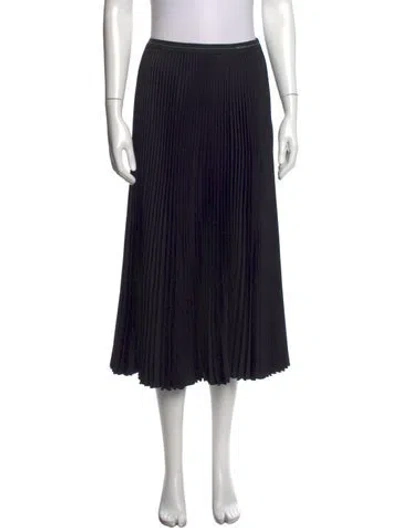 Pre-owned Prada Pleated Accents Midi Length Skirt In Black