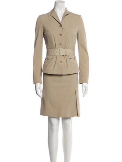 Pre-owned Prada Pleated Accents Skirt Set In Neutral