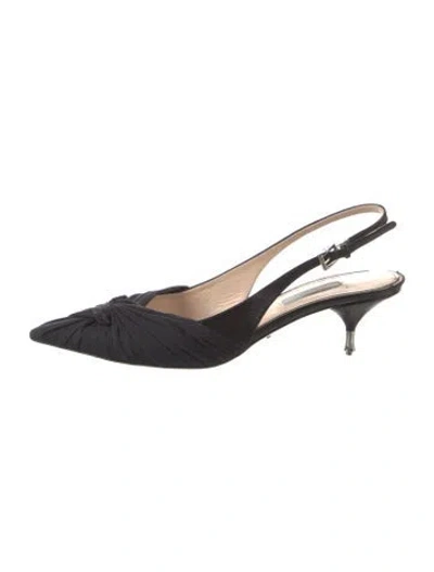 Pre-owned Prada Pleated Accents Slingback Pumps In Black
