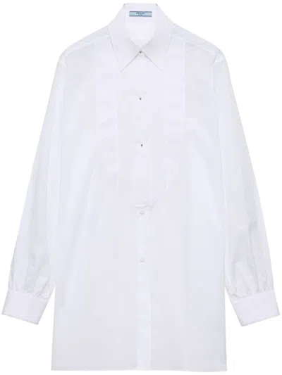 Prada Pleated Batiste Shirt In White