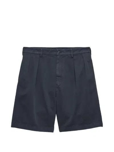 Prada Pleated Bermuda Shorts In Blue