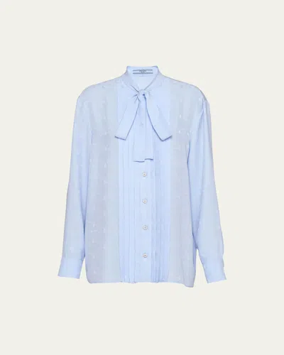 Prada Jacquard Crepe De Chine Blouse In Blue