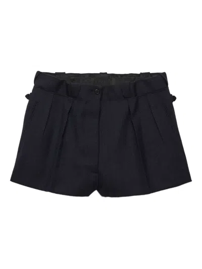 Prada Pleated Buttoned Shorts In Blue