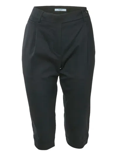 Pre-owned Prada Pleated Capri Trousers In Black